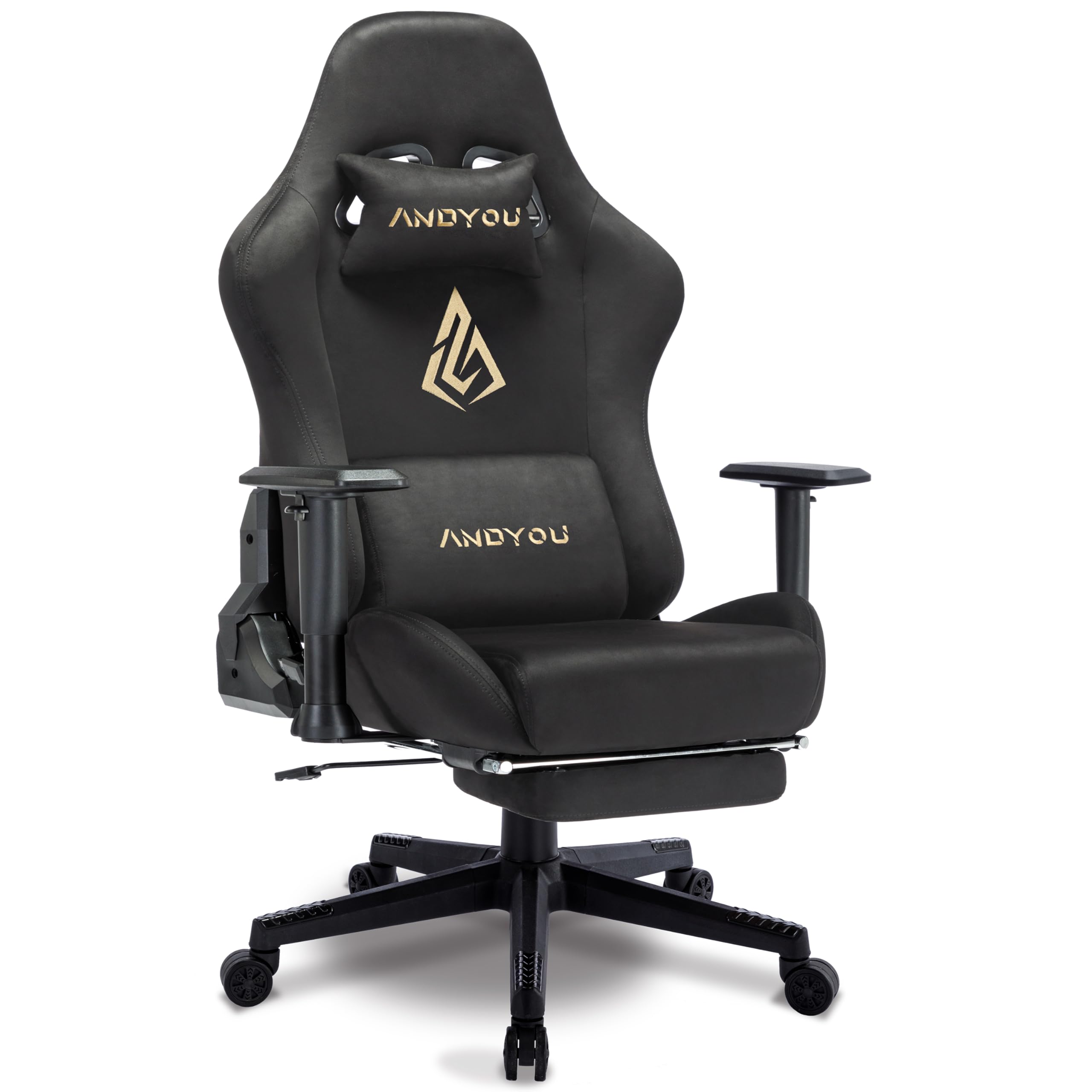 Andyou Gaming Chair for Adults, Ergonomic Gaming Chair with Footrest, Racing Style Computer Chair, Height Adjustable PC Chair with Headrest Lumbar Support