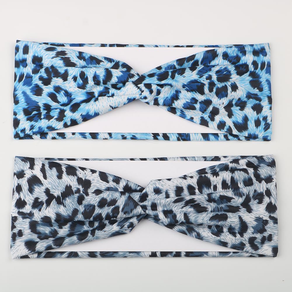 6PCS Leopard Boho Headbands for Women,Elastic Stretchy Boho Criss Cross Head Wrap,Wide Top Knot Turban Hair Band image 5