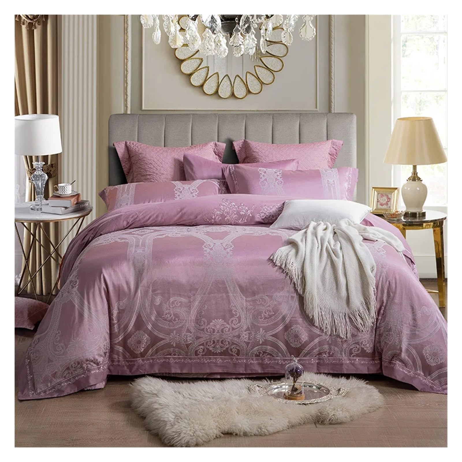 Sbcgfy D 4 Pieces Silk Cotton Luxury Bedding Set King Size Queen Be Set Uvet Cover Bedsprea Pillowcase,Cotton Uvet,-King Size 4Pcs