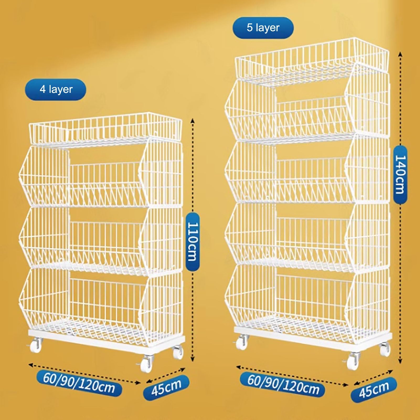 Sto Solut - Scaffale a 5 ripiani in filo metallico con ruote, espositore salvaspazio per negozi al dettaglio, scaffale bianco nizer, 120 x 45 x 140 cm