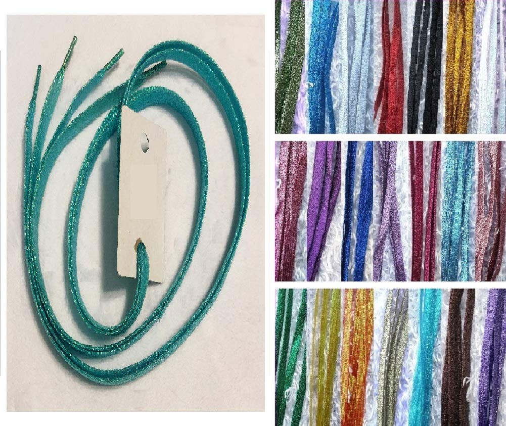 Shimmery 42" Multiple Solid Colors Flat Shoelaces for Shoes Teams Cheer Dance Gifts Sneakers Accessories (Medium Blue #40)