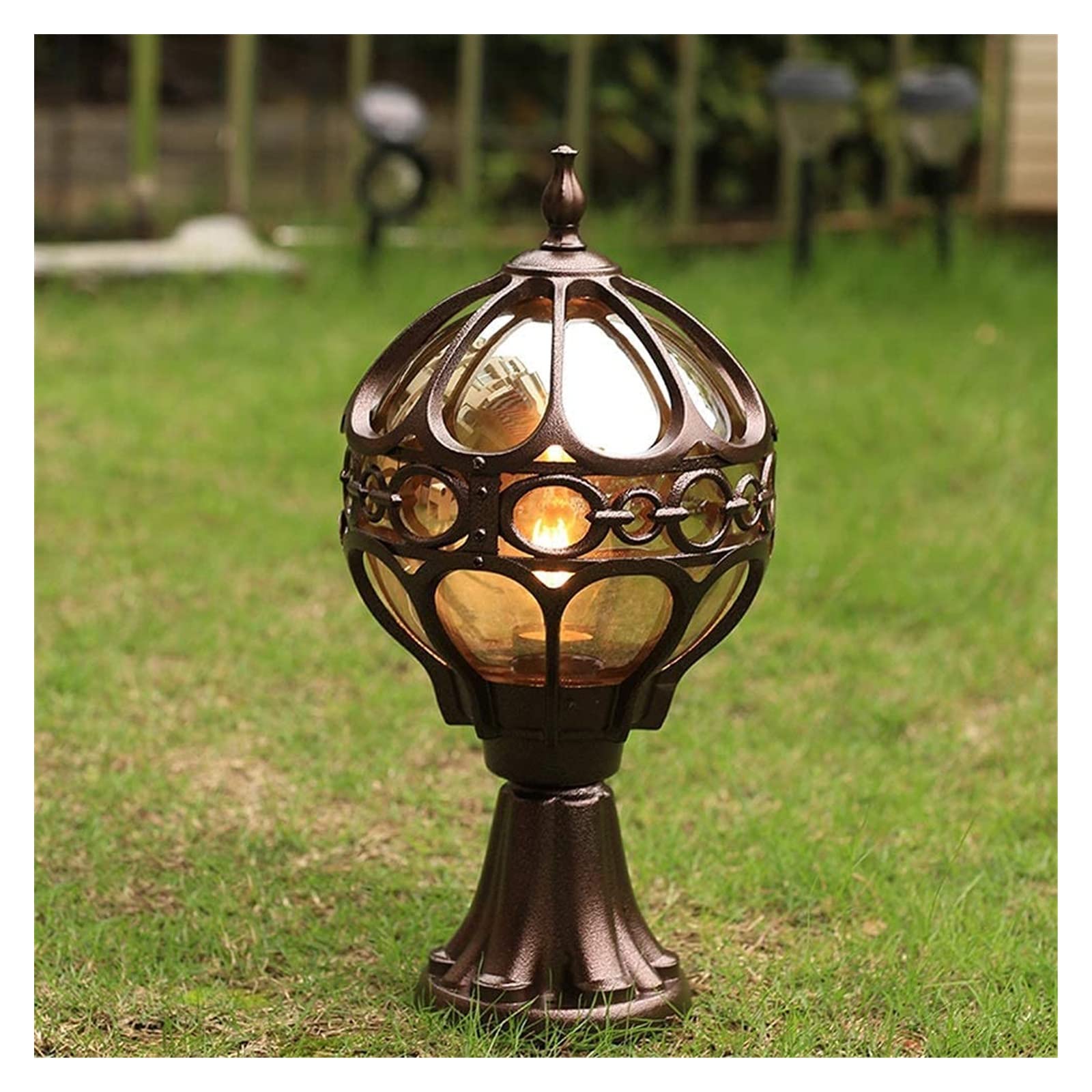 Lampada da cortile Lampada da esterno in ottone Lampada da esterno in ottone Lampada da palo in ottone Lampada da colonna in alluminio antico impermeabile antiruggine Lampada da giardino Prateria