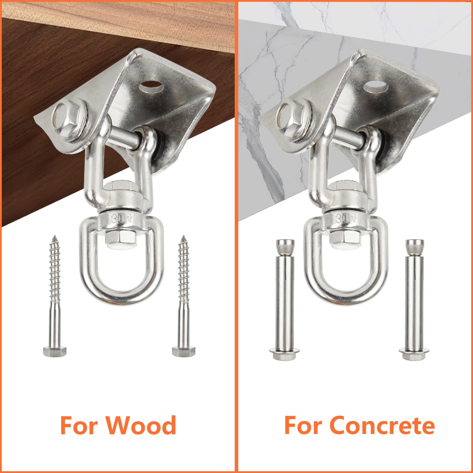 VIDETOL 2 Pack Heavy Duty Swing Hangers Hooks, 360° Swivel Hammock Hooks with Screws - Image 4