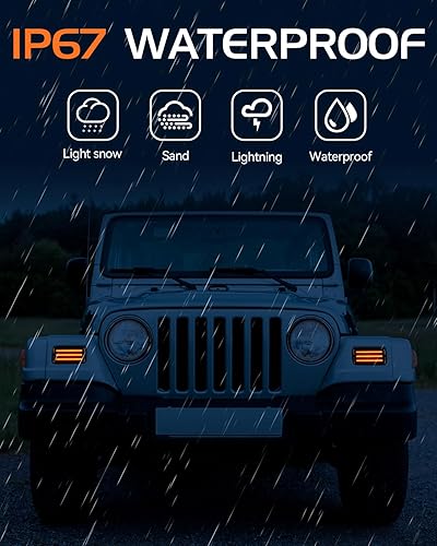 Miniatura 6 de Luces LED secuenciales direccionales delanteras blancas DRL para Jeep Wrangler TJ 1997-2006, parachoques de lente ahumada, lámparas de esquina