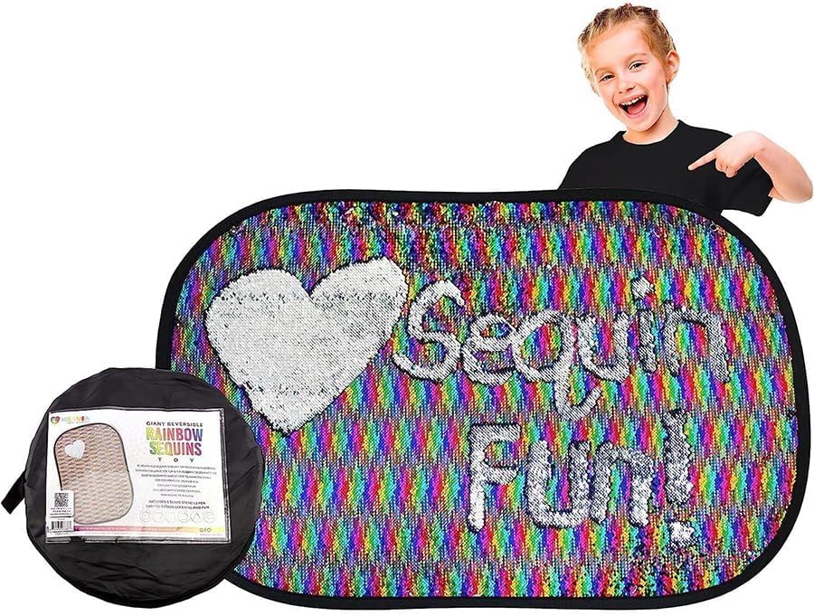 MOONLAND Sensory Wall Panel, Large Reversible Rainbow Sequin Mat 100 x 65cm