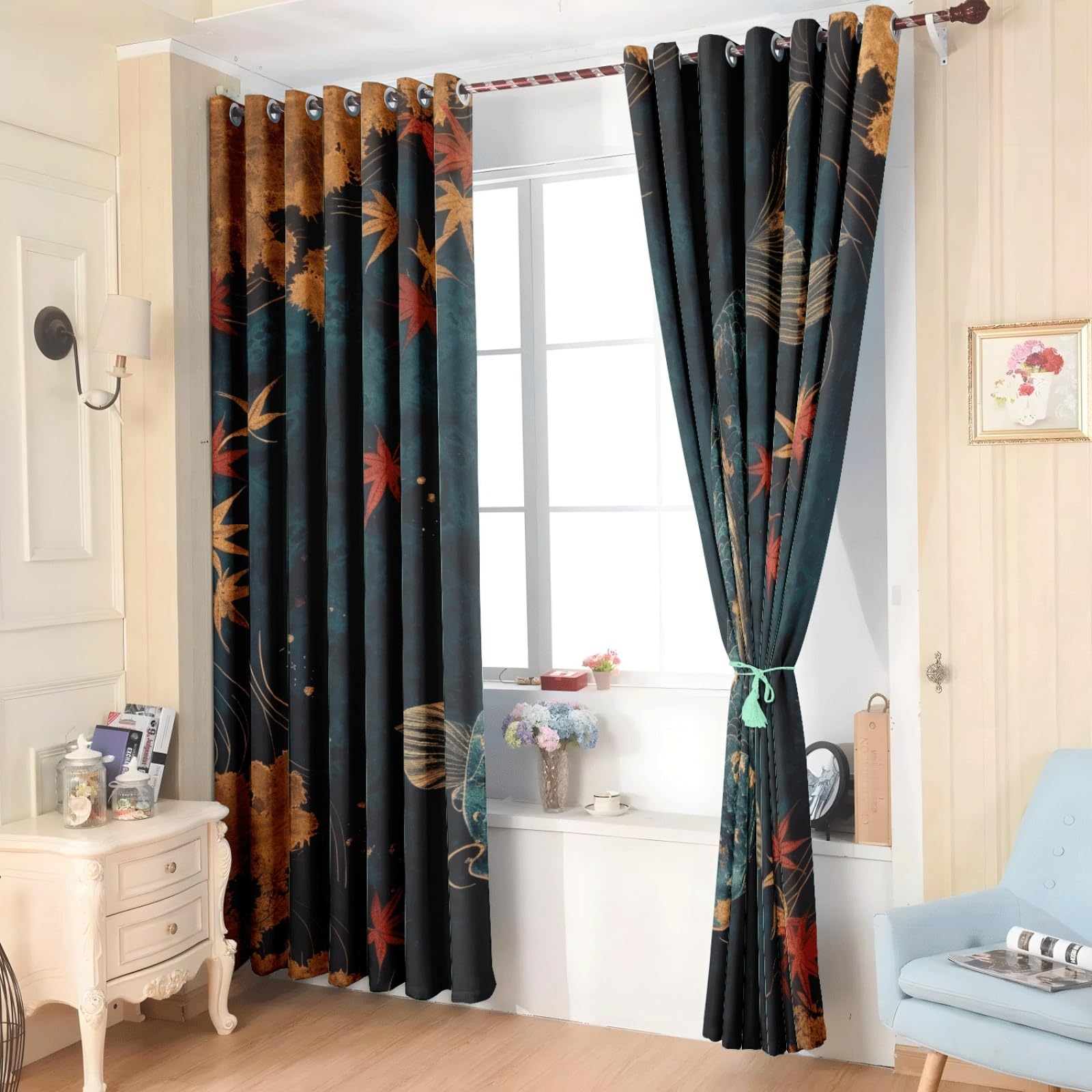 Curtain Braun Ziegel Rot Gardinen Blackout Curtain Polyester Vorhang mit Ösen Waschbar Vorhänge Living Room Verdunklungsvorhänge Schlafzimmer Gardienen Vorhang Blickdicht 2x85x200cm
