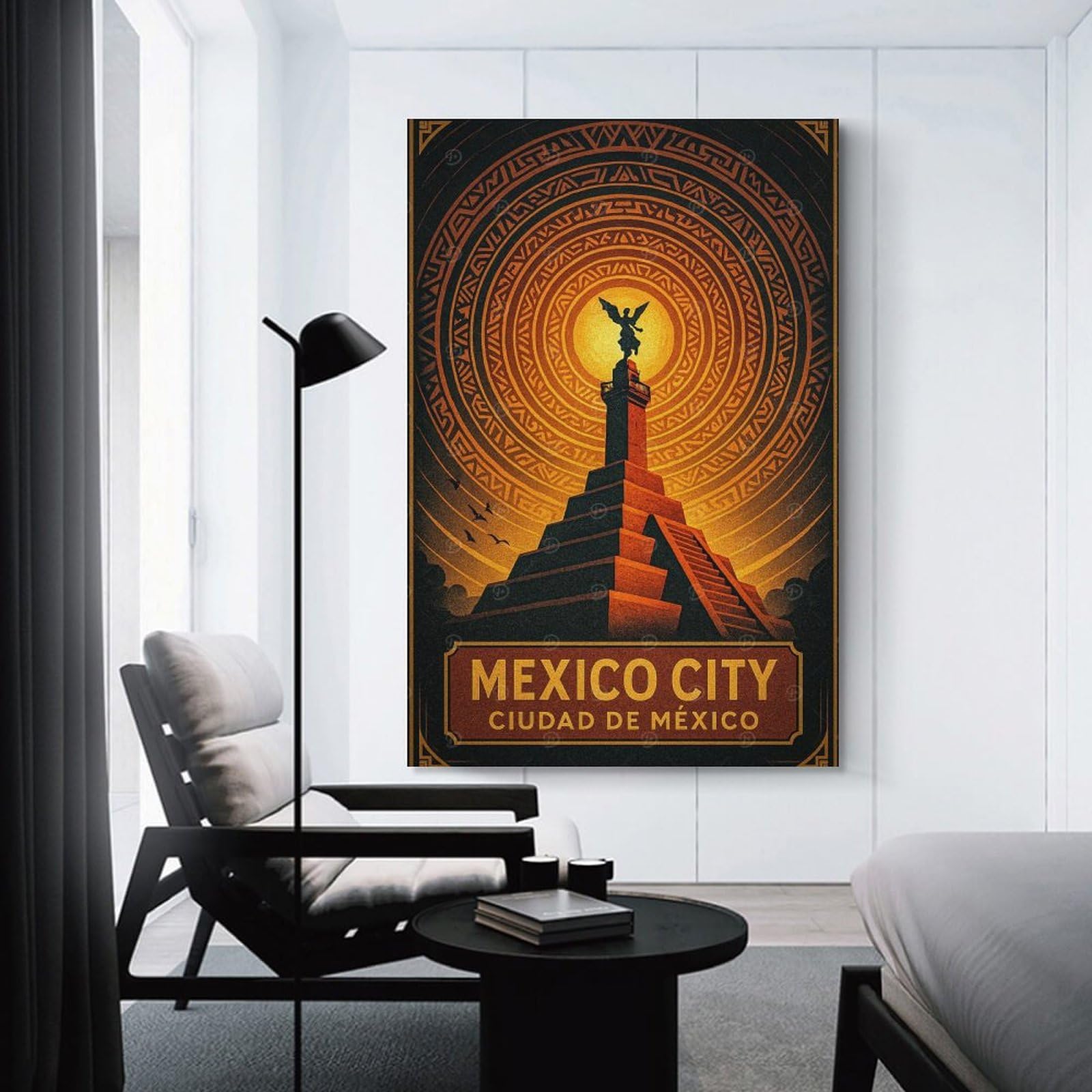 Junmoney Unframe-Style-24 Room Decor Wall Art Mexico City Travel, 20X30inch(50X75cm), For Home Lounge, Bedroom Or Reading Nook, Eye Catching Artwork For Blank Walls