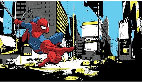 RoomMates JL1432M Spider-Man Classic - Mural de pared extraíble activado por agua, 10.5 x 6 pies, en blanco