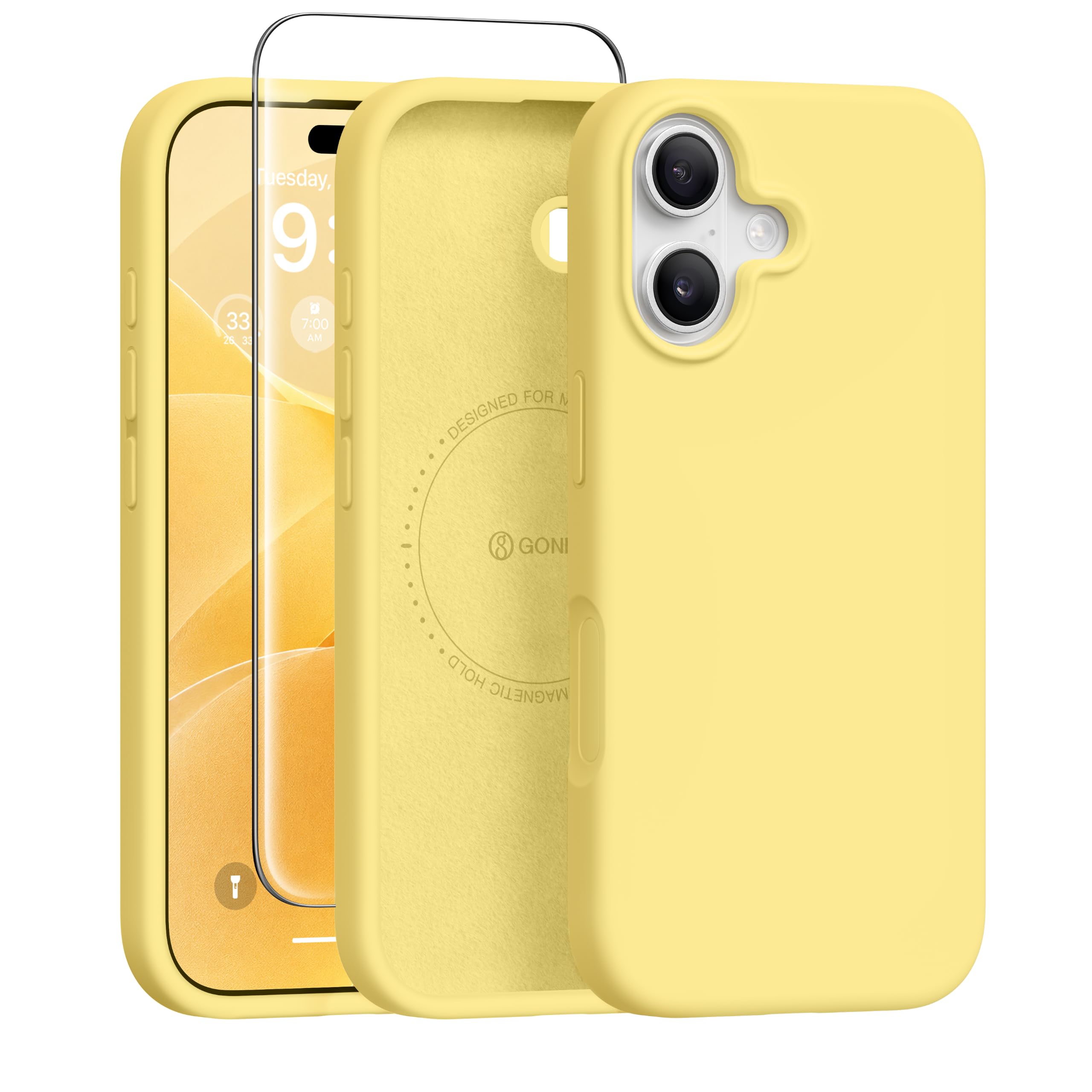 GONEZ Magnetic for iPhone 17 Case, Silicone Cover Buttercream Yellow