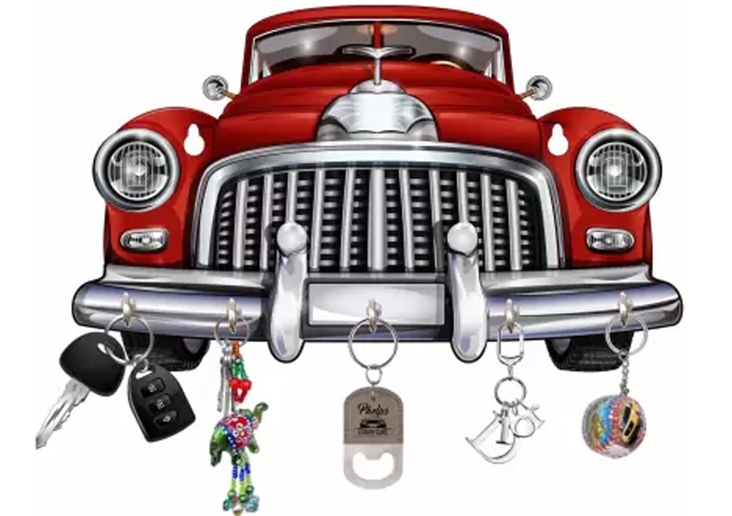 The Farzi Gifts Vintage/Old car Handmade Key Holder Car Print Key Rack Hook Hanger Acrylic on MDF Board