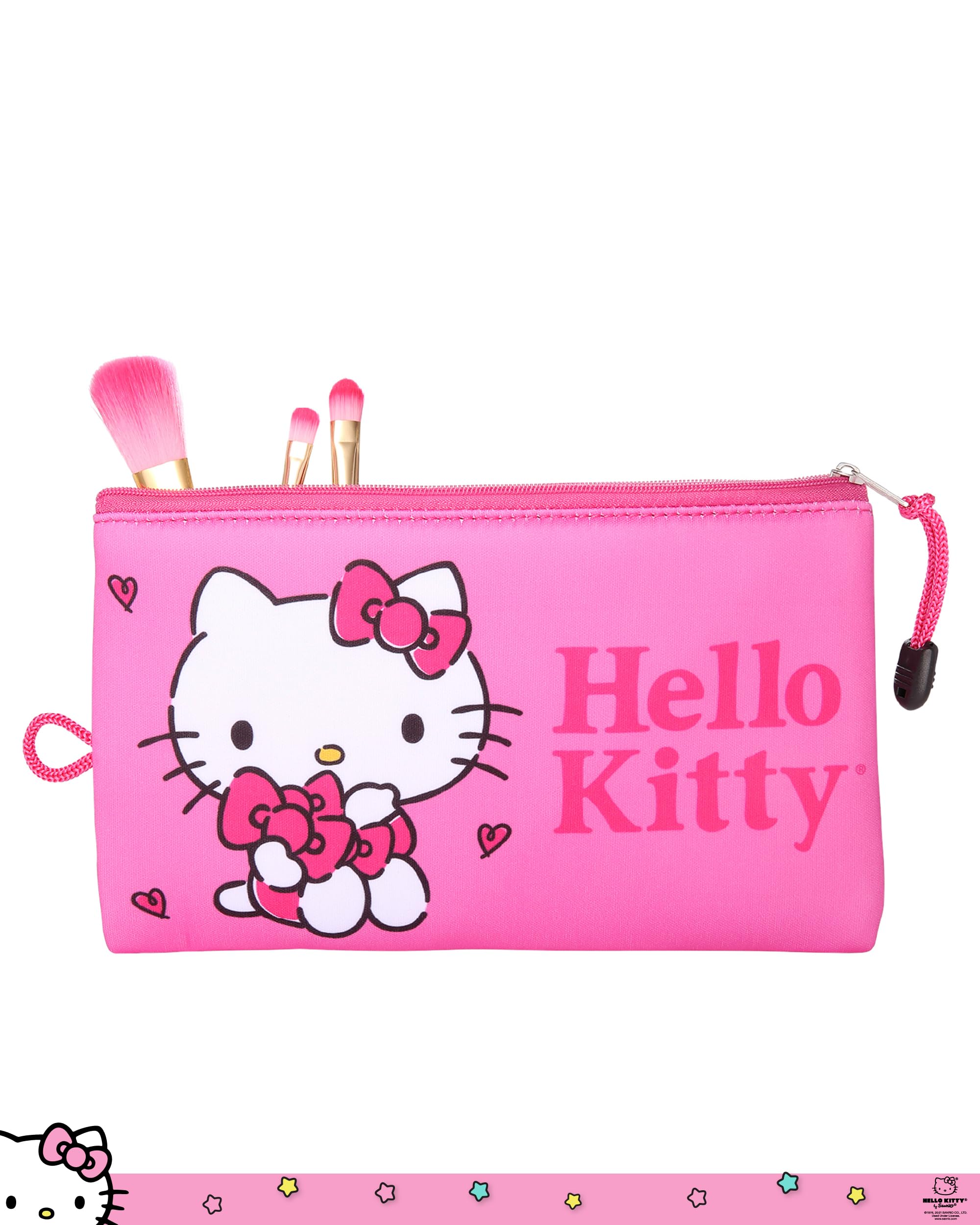 Hello Kitty Makeup Bag Official License, Pink Neoprene Zip Pouch for Travel, Cute Pencil Pouch and Pencil Bag
