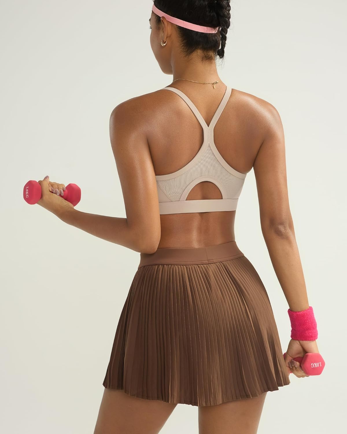RUNNING GIRL Sports Bra for Women,Y Back Molded Cup Medium Impact Sports Bras with Sewn in Pads