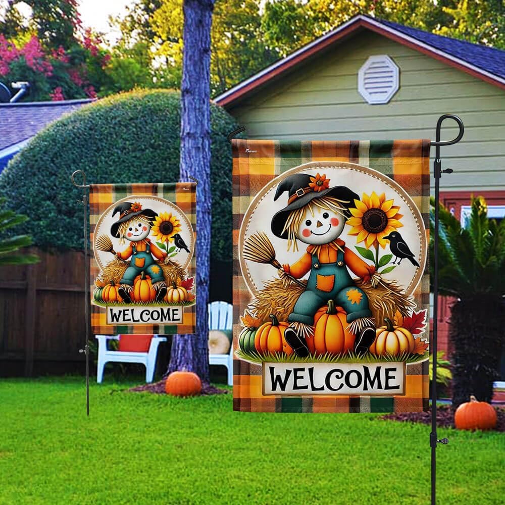American Flag-Fall Flag Happy Fall Y'all Scarecrow Harvest Pumpkins Flag TQN3398F, House Flag (29.5" x 39.5")-USA Flags Premium Polyester-Decorative Indoor Outdoor Flag