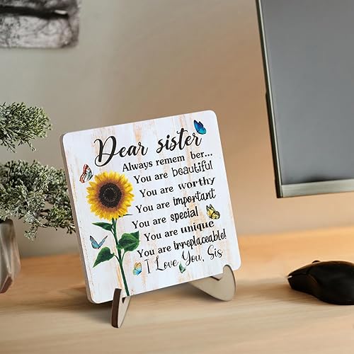 Miniatura 2 de Regalos para hermana de hermana, regalos de cumpleaños para hermana de hermano, regalo de escritorio para hermana, recuerdo de madera, regalo de