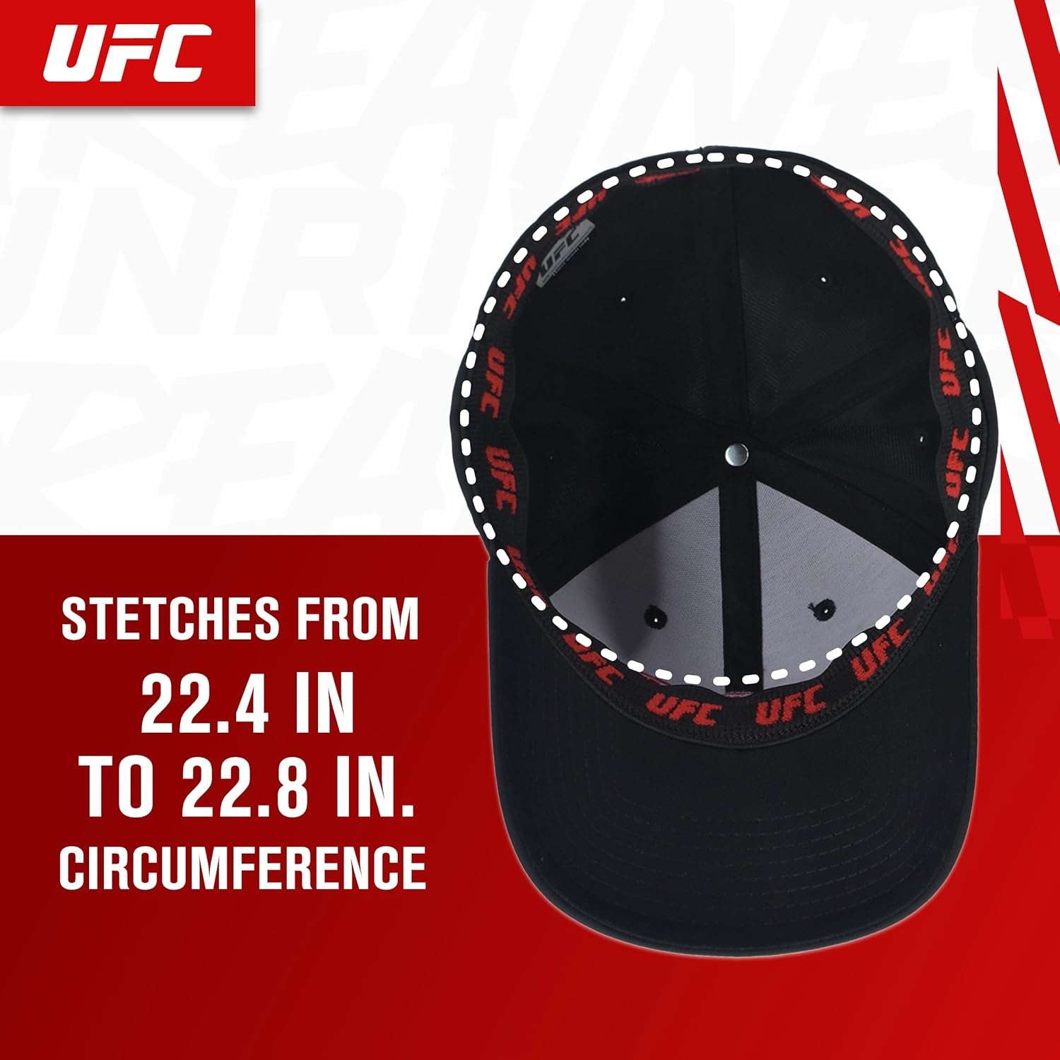 Concept One Unisex Adult UFC Baseball Hat, 6 Panel Adult Flex Fit Active Cap with Curved Brim
