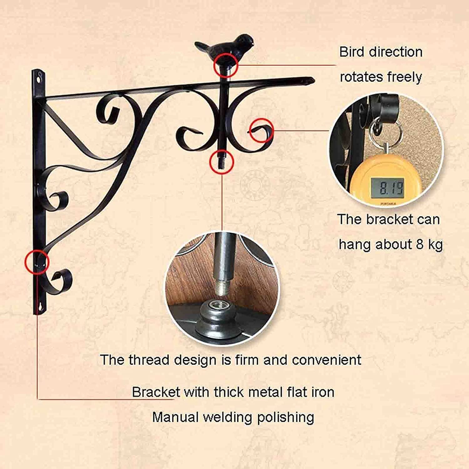 XJBTBA Reloj de Pared Reloj de Pared de Doble Cara de 12 Pulgadas, Hierro Forjado, Metal, silencioso, fácil de Leer, Reloj de estación de Dos Caras para jardín, decoración del hogar, Interior,