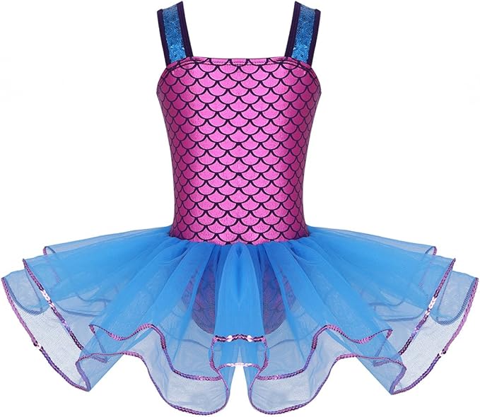 MSemis Ballettkleid Mädchen Mit Glitzer - Meerjungfrau Prinzessin Tutu Rock | Größen 92-128