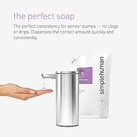 simplehuman Fragrance Free Moisturizing Liquid Hand Soap Refill Pouch, 34 Fl. Oz, Pack of 6