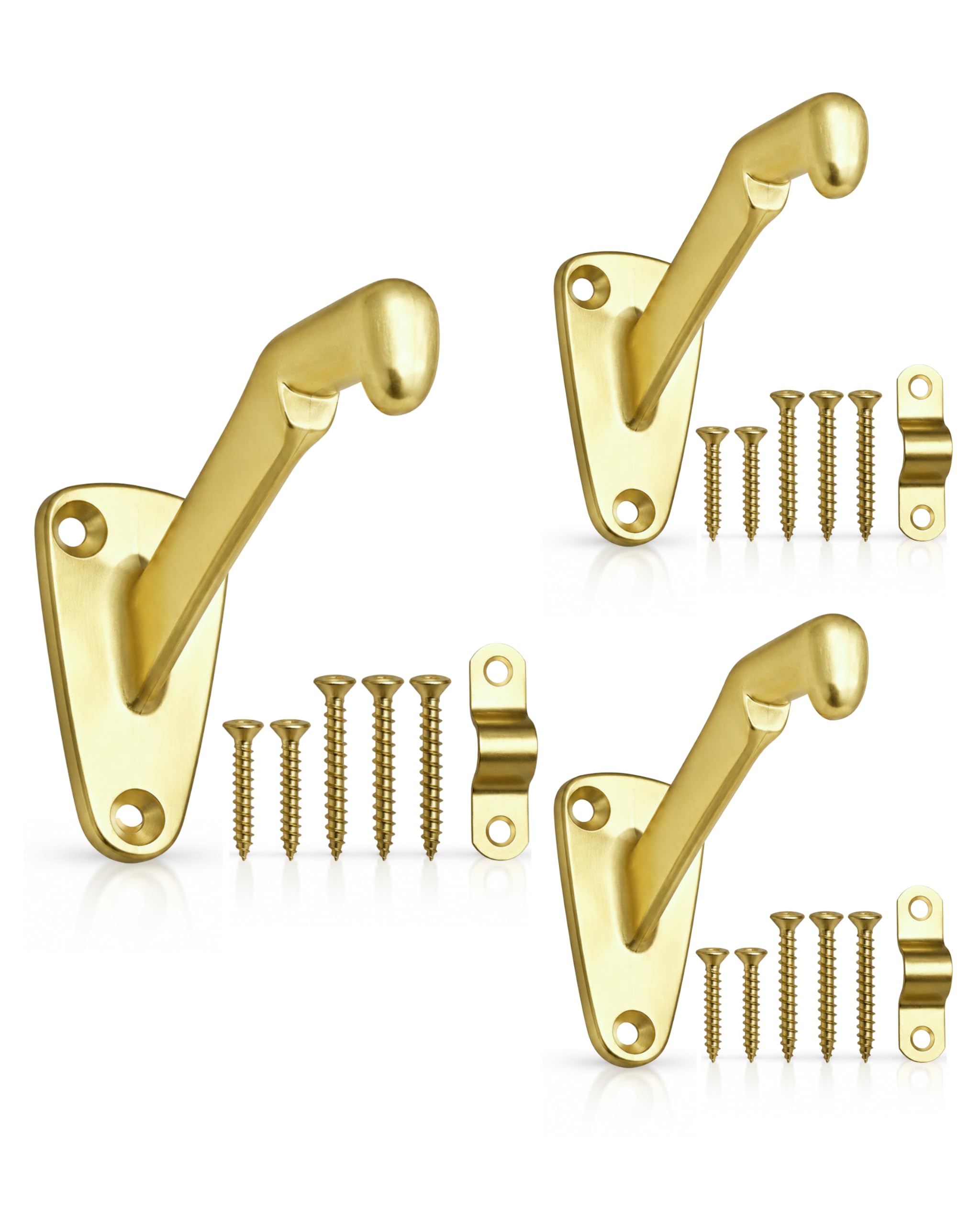 Handrail Bracket Heavy Duty Champagne Brass V Style, 3 Pack | HOWTOOL