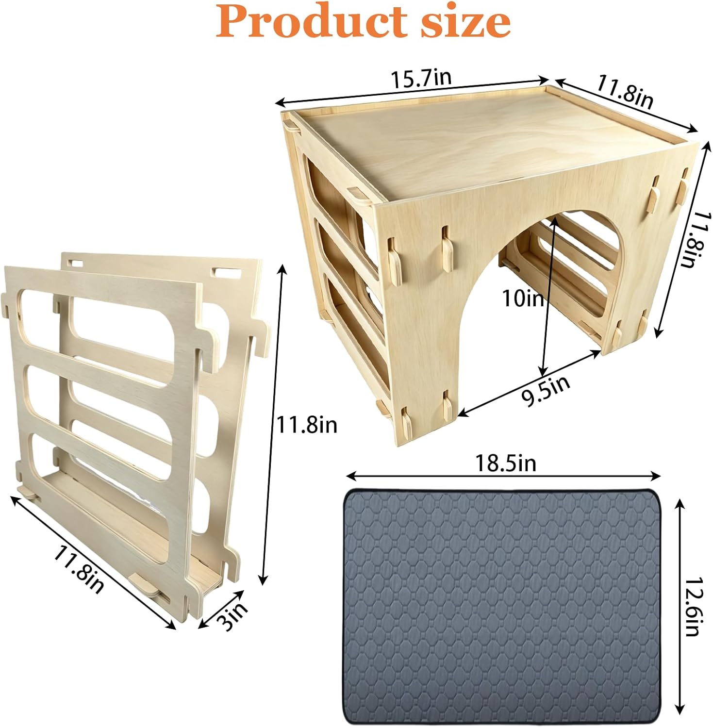 Rabbit Hideout Castle Wooden Guinea Pig House Bunny Hideaway with Hay Feeder Ladder for Chinchilla Ferret Hamster Guinea Pig