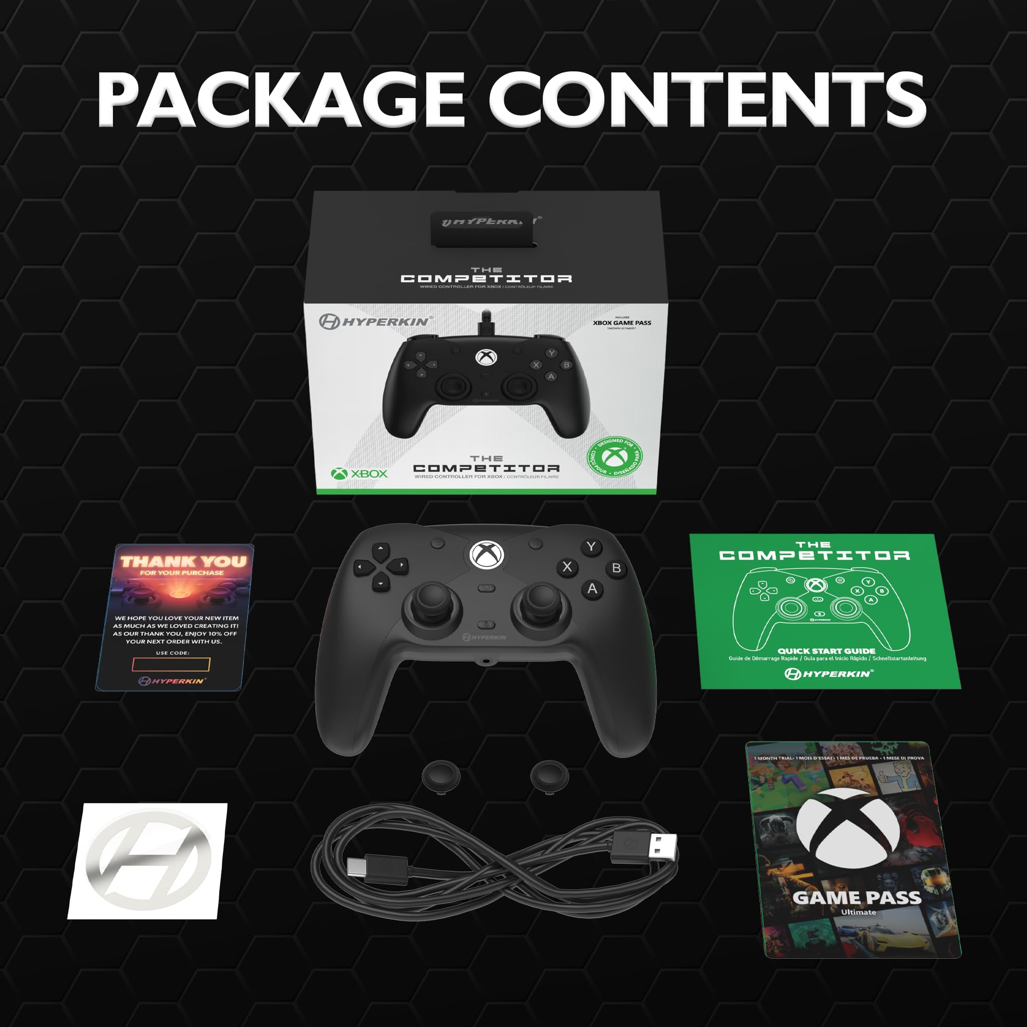 Hyperkin The Competitor Controller cablato per Xbox Series X|S, Xbox One e PC - Joystick effetto Hall e trigger di impulsi, layout simmetrico, USB-C, anti-deriva, D-Pad di precisione, ergonomico