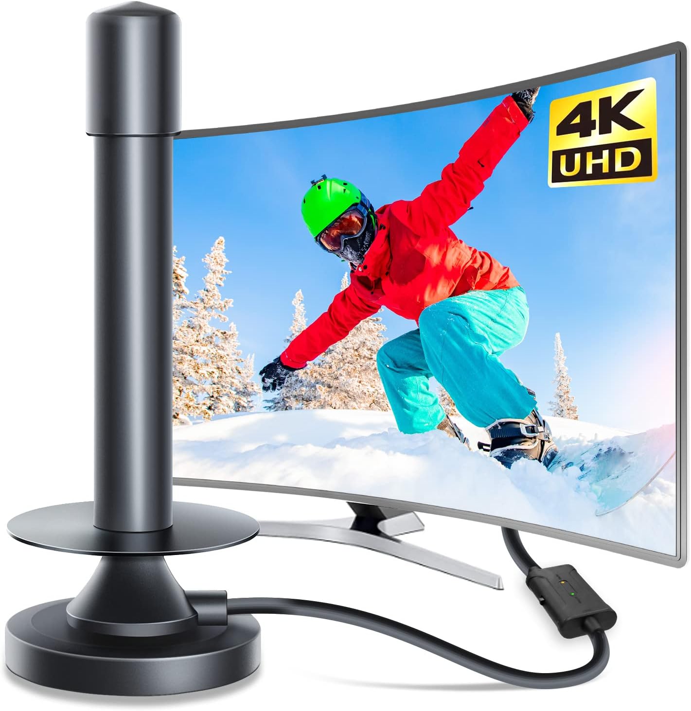 Indoor TV Aerial Digital TV Aerial Indoor for Freeview TV, 360°& 250