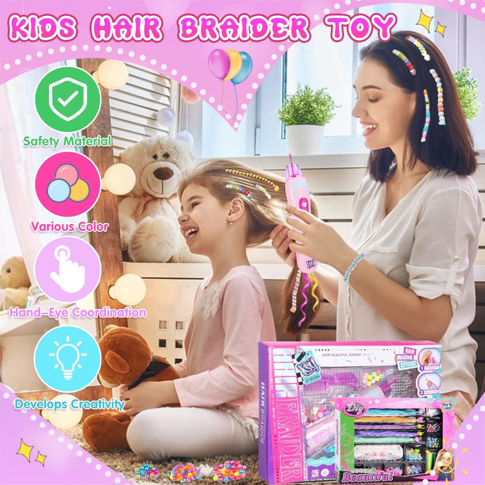 BITOYO Haarflecht Set Für Mädchen - DIY Haarperlen Mit Flechtmaschine