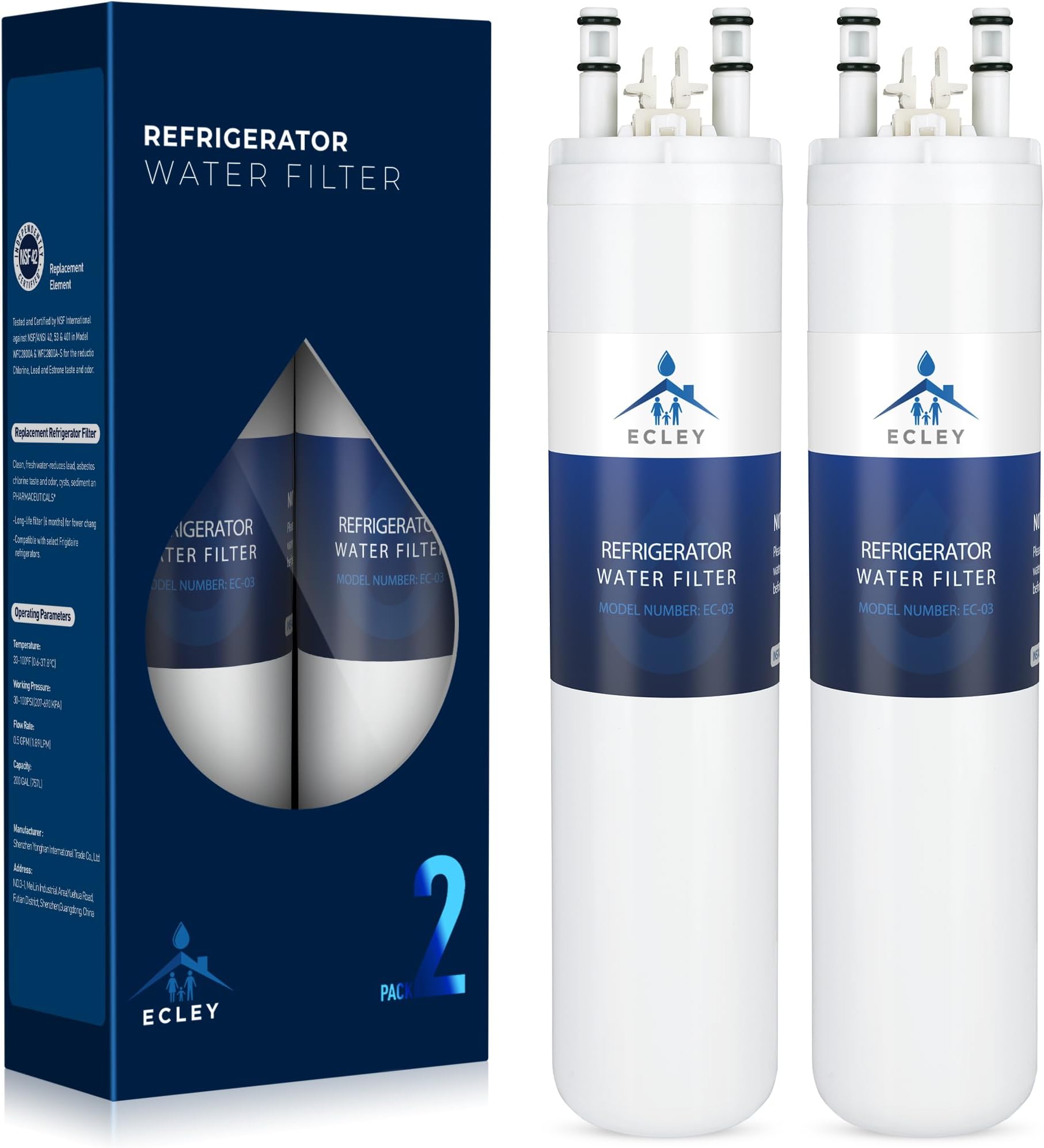 ULTRAWF Frigidaire Water Filter Replacement, Compatible with Frigidaire ULTRAWF, Pure Source Ultra, Kenmore 9999, 469999, 46-9999, A0094E28261 (White, 2 Pack)