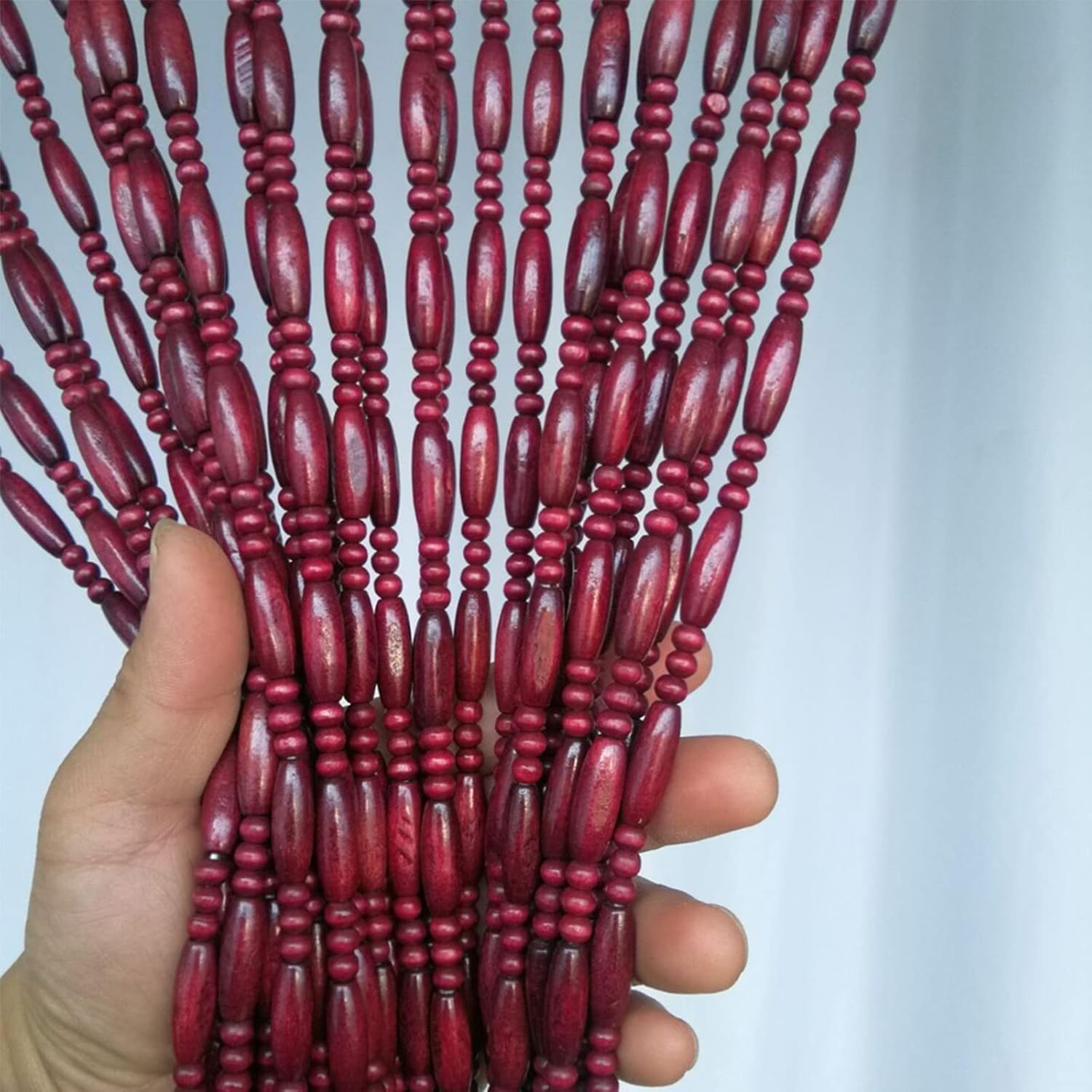 Rideau de porte en perles de bois naturel à 40 brins pour cloison de maison