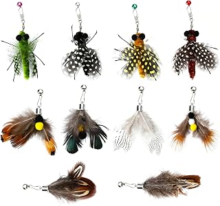 10 Pieces Insect Cat Feather Toys Replacement Cat Toy Wand Refills | Natural insect toy,Feathers refill,Interactive cat toys,Teaser wand attachments,Indoor cats exercise,Safe handmade materials