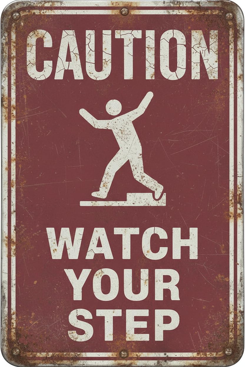 Caution Watch Your Step Tin Sign, 8x12 Inch