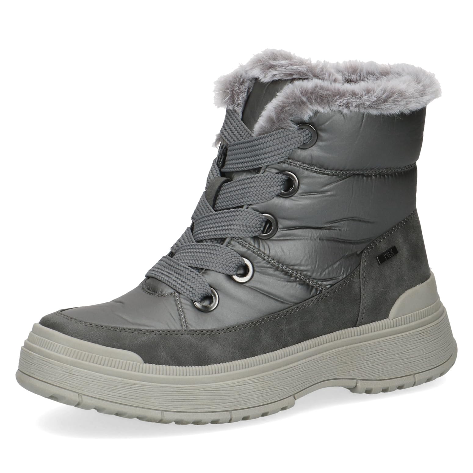 CAPRICE Women's winter ankle boots lace-up Airmotion Lined with zipper Width G, Gray (Dk Grey Comb), 5.5 UK