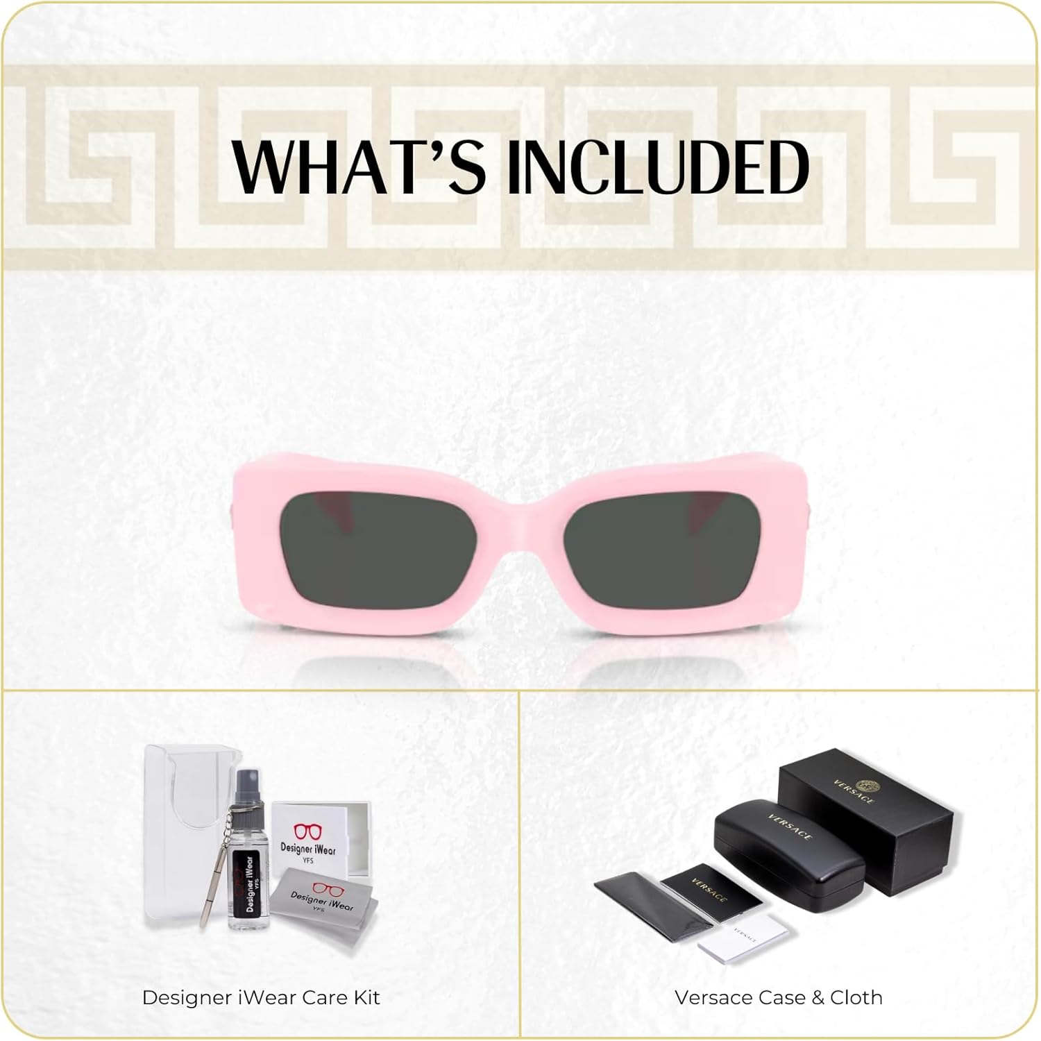 Versace VE4474U Rectangular Sunglasses for Men for Women +BUNDLE with ACCESSORY EYEWEAR KIT - Image 2