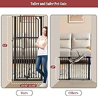 Vista 3 de Glaf Puerta extra alta para mascotas de 63 pulgadas, puerta de gato montada a presión, puerta de metal de seguridad para gatos, ancho ajustable
