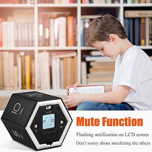 Miniatura 4 de YATOISUR Temporizador hexagonal con función de silencio y alarma, temporizador de cocina fácil de usar, temporizador pomodoro de gestión del tiempo