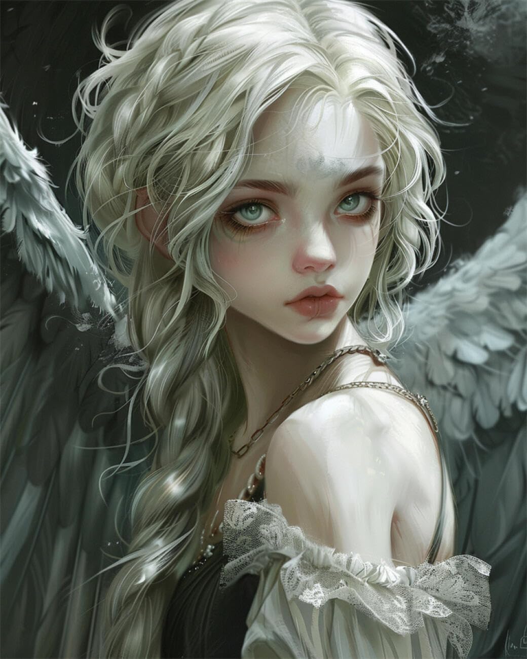 RKFLGEW 14CT Printed Cross Stitch Kits Fantasy Angel Woman DIY Cross Stitch Patterns Kits Crafts Needlework Embroidery Set for Home Decor 40x50cm