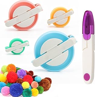 Hoedia 4 Size Pompom Makers Set Pom Pom Maker for Yarn,Fluff Ball Weaver for Yarn pom poms,Wool Knitting Craft IDY Tool Set with Scissors