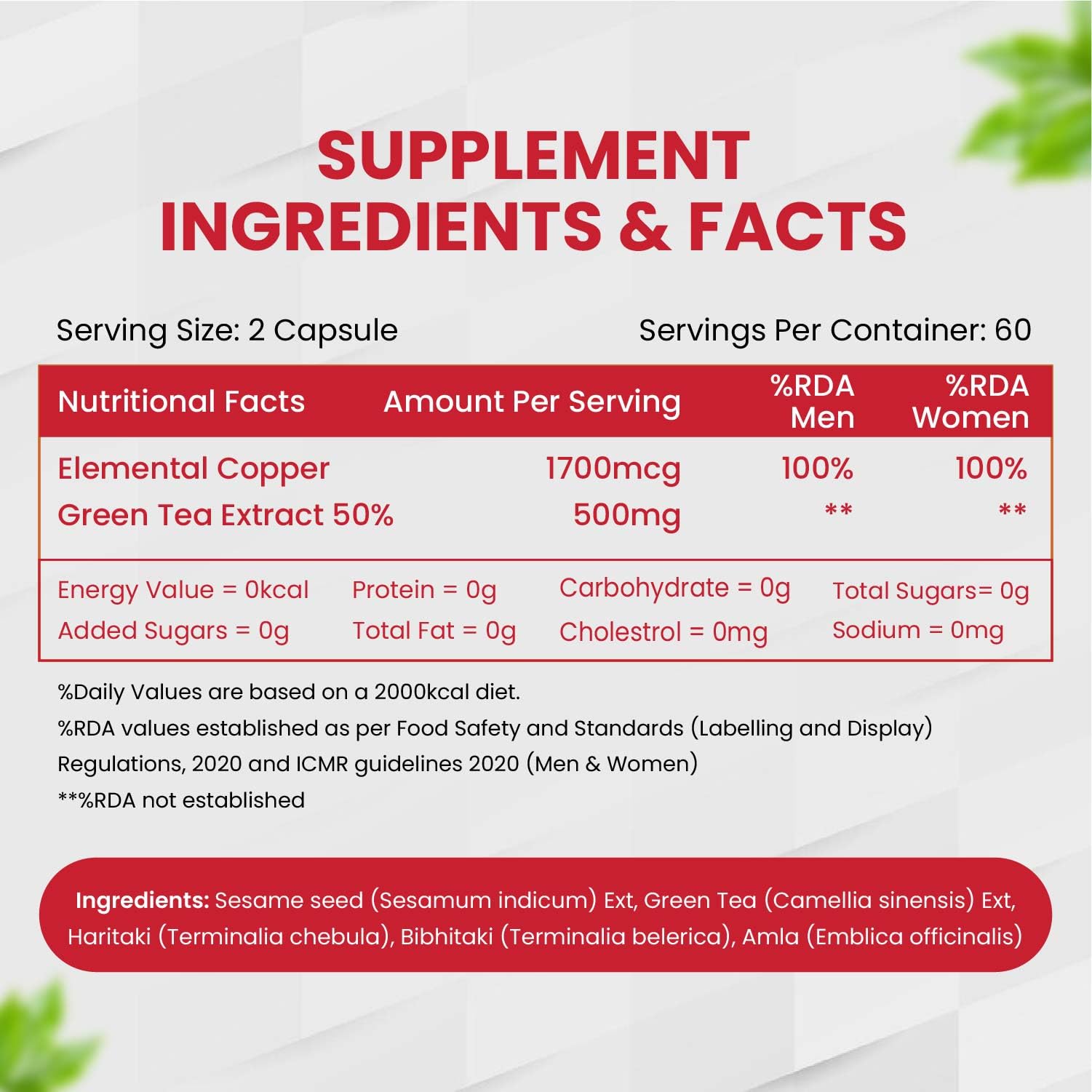 Vlado’s Himalayan Organics Plant Based Copper 1700mcg Supplement with Green Tea Extract - 120 Veg Capsules | Support Connective Tissues, Brain Health, Boost Immunity | For Men & Women — Amazon image 2