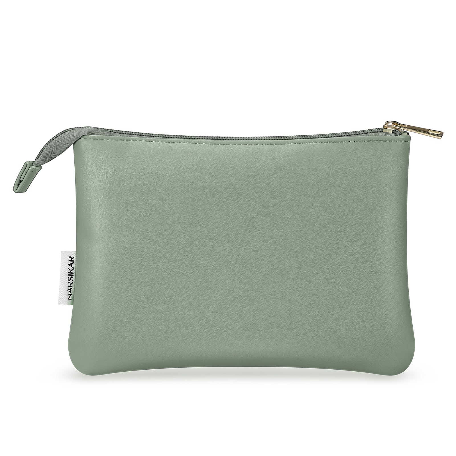 Narsikar Small Makeup Bag for Purse Small Cosmetic Bag PU Leather Pouch Travel Bag with Zipper for Women (Green)