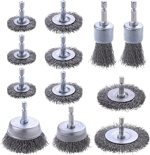 Wire Brush Wheel Cup Brush Set 12 Piece, Mixiflor Wire Brush for Drill 1/4 Inch Arbor 0.012 Inch Coarse Carbon Steel Crimped Wire Wheel for Drill Attachment