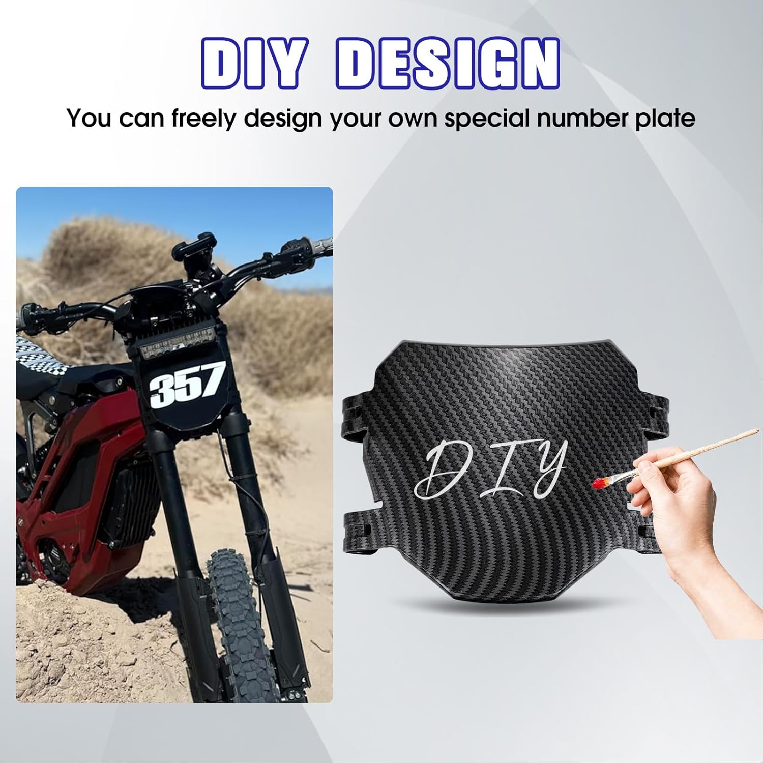 Number Plate for Ebike,Front Plate Universal for Surron Light bee x/s Talaria Sting mx4/mx3/xxx VIPCOO H3 Electric Dirt Bike Carbon Fiber Pattern