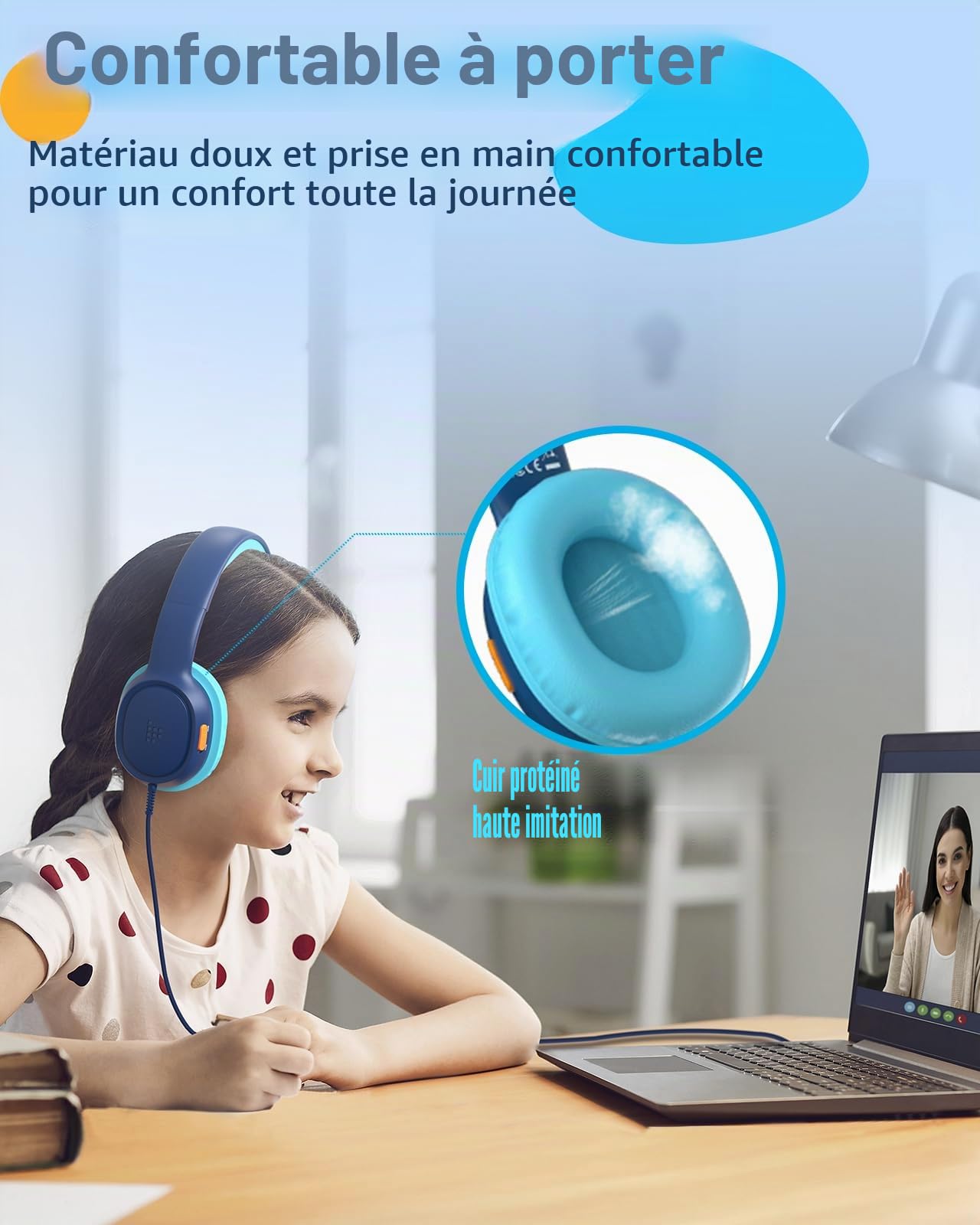 Tronsmart Casque Enfant, Casque Audio Enfant Filaire, Volume Sûr 85/94 DB, Haut-Parleurs De 40 Mm, Son Clair Et Doux, Prise Jack 3,5 Mm avec Cordon, pour l'Apprentissage Et Le Divertissement