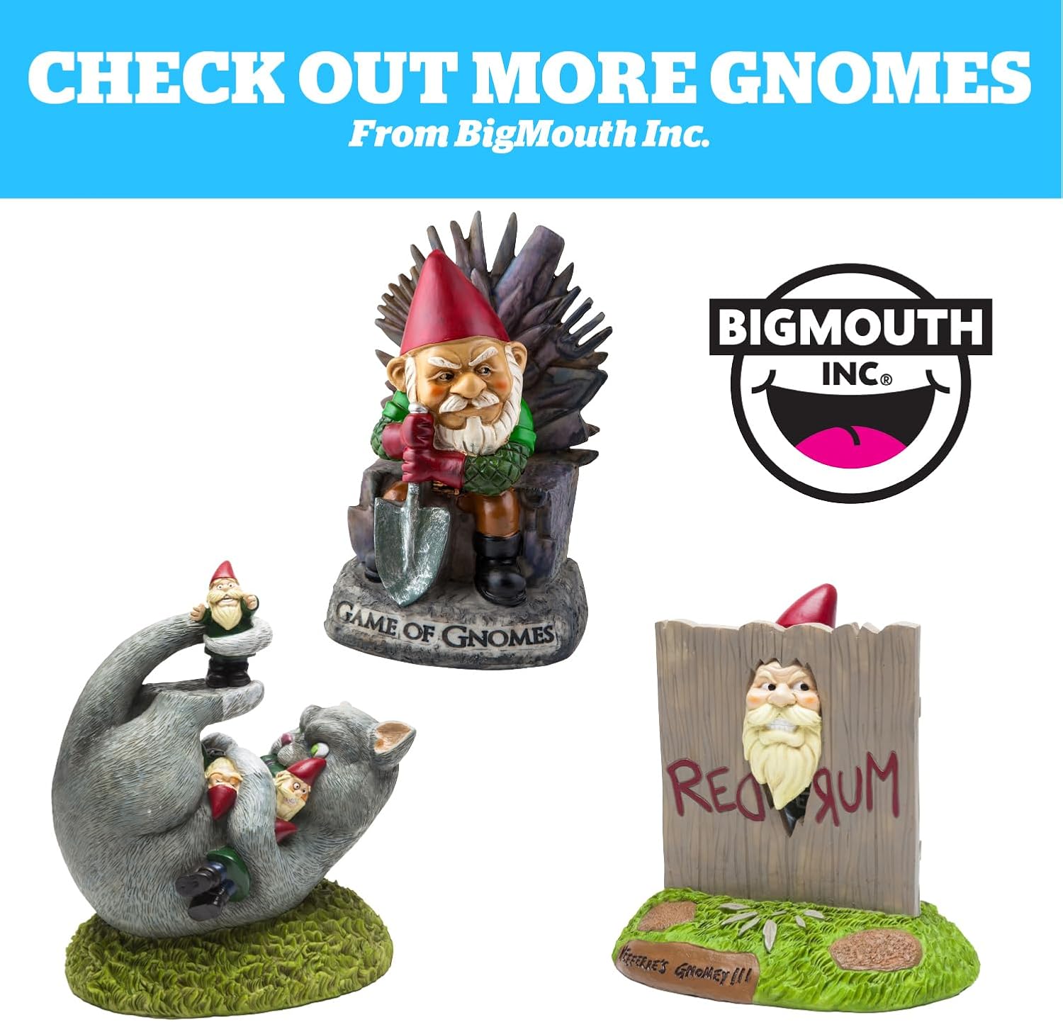 BigMouth Inc Go Away Garden Gnome Statue, Funny Outdoor Lawn & Yard Figurine, Housewarming Gag Gift Sculpture Decorations