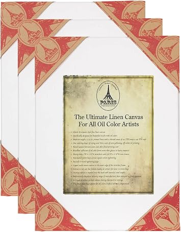 Creative Mark Paris Oil Primed Artists Ultimate Stretched Linen Canvas - Premium Heavy Duty European Style Linen Canvas 3-Packs for Professional Artists, Oils, Archival Work & More! - 12x24