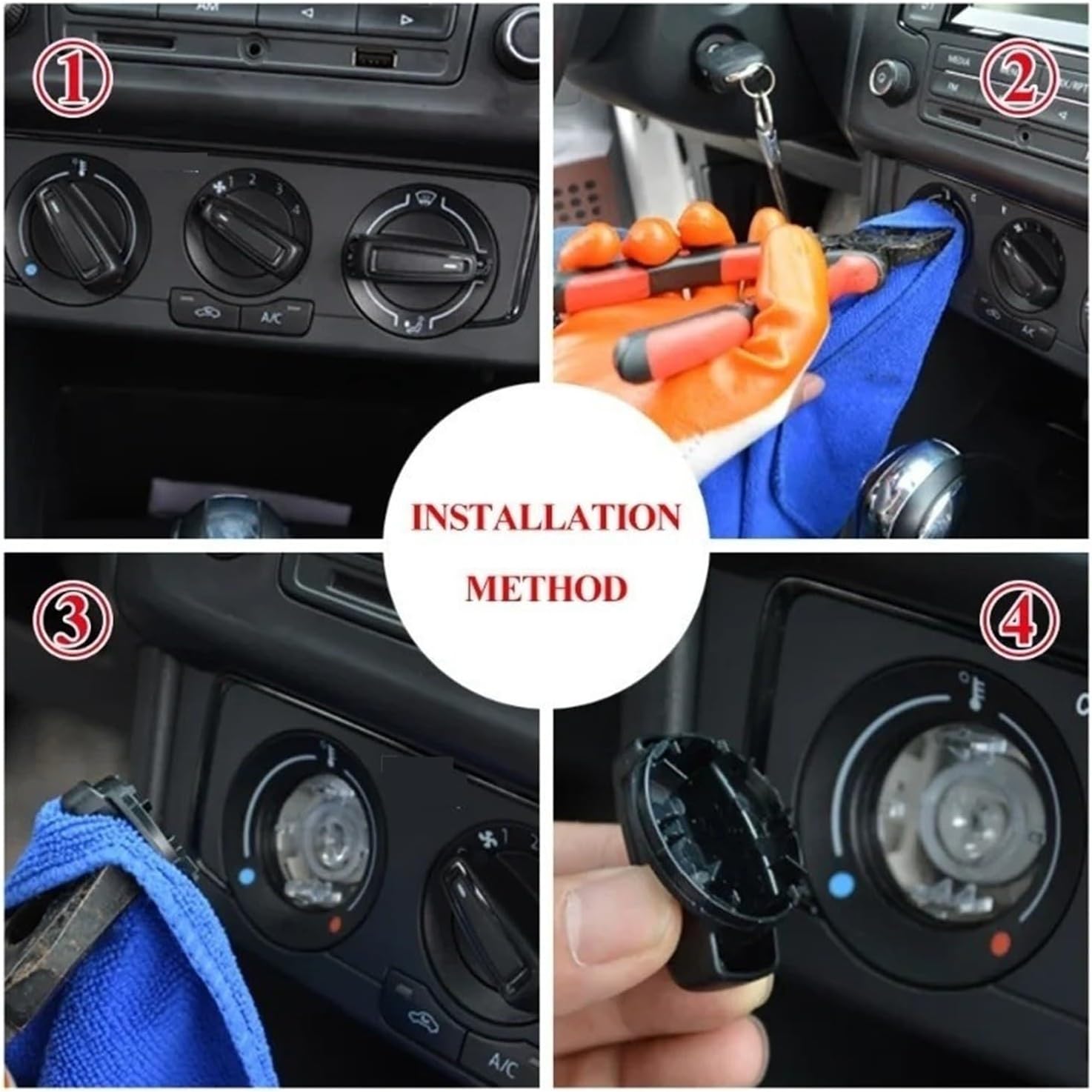 VEADONS Compatible With Ford Focus 2 MK2 Focus 3 MK3 Mondeo Sedan Aluminum Alloy Air Conditioning Knob AC Knob Heat Control Button 3Pcs(Blue)