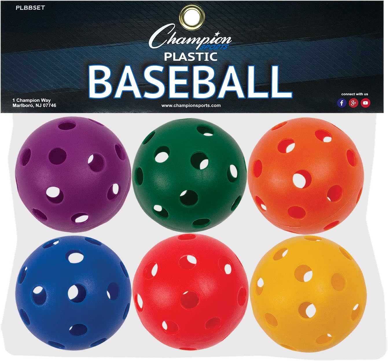 Champion Sports 9" Hollow Plastic Baseballs – Lightweight, Durable Practice Balls for All Ages – Multiple Pack Sizes & Colors