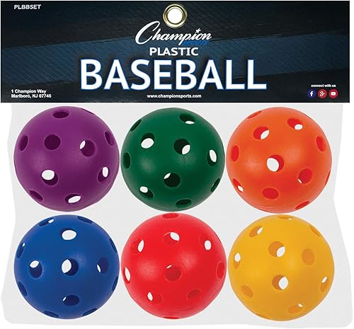 Champion Sports Béisbol de plástico colores surtidos juego de 6 9 pulgadas