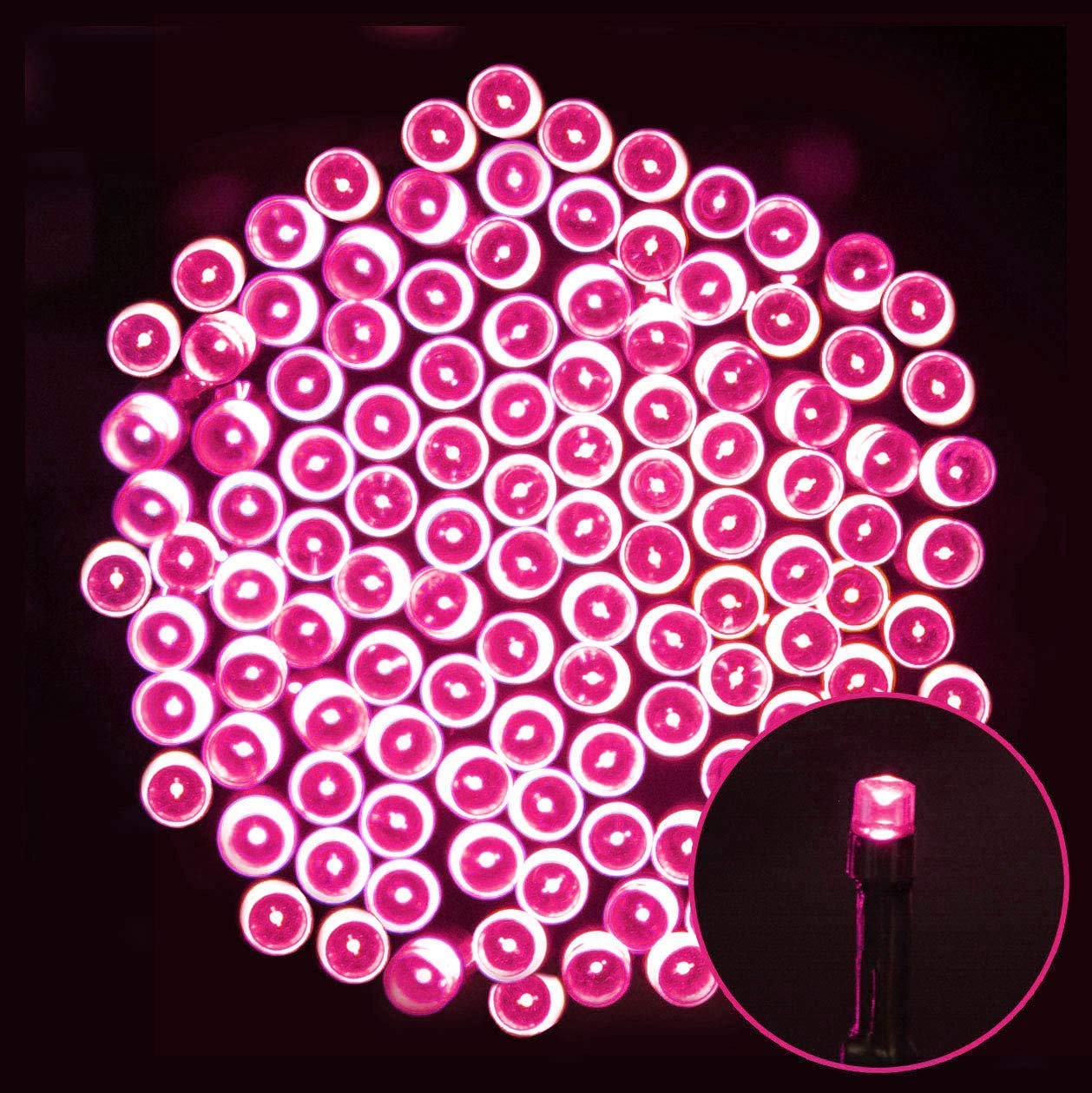 Luzes de hadas solares led, 22M 200LED luces de cadena de Navidad al aire libre, árbol impermeable y decoración del jardín para fiestas de vacaciones y bodas (rosa)