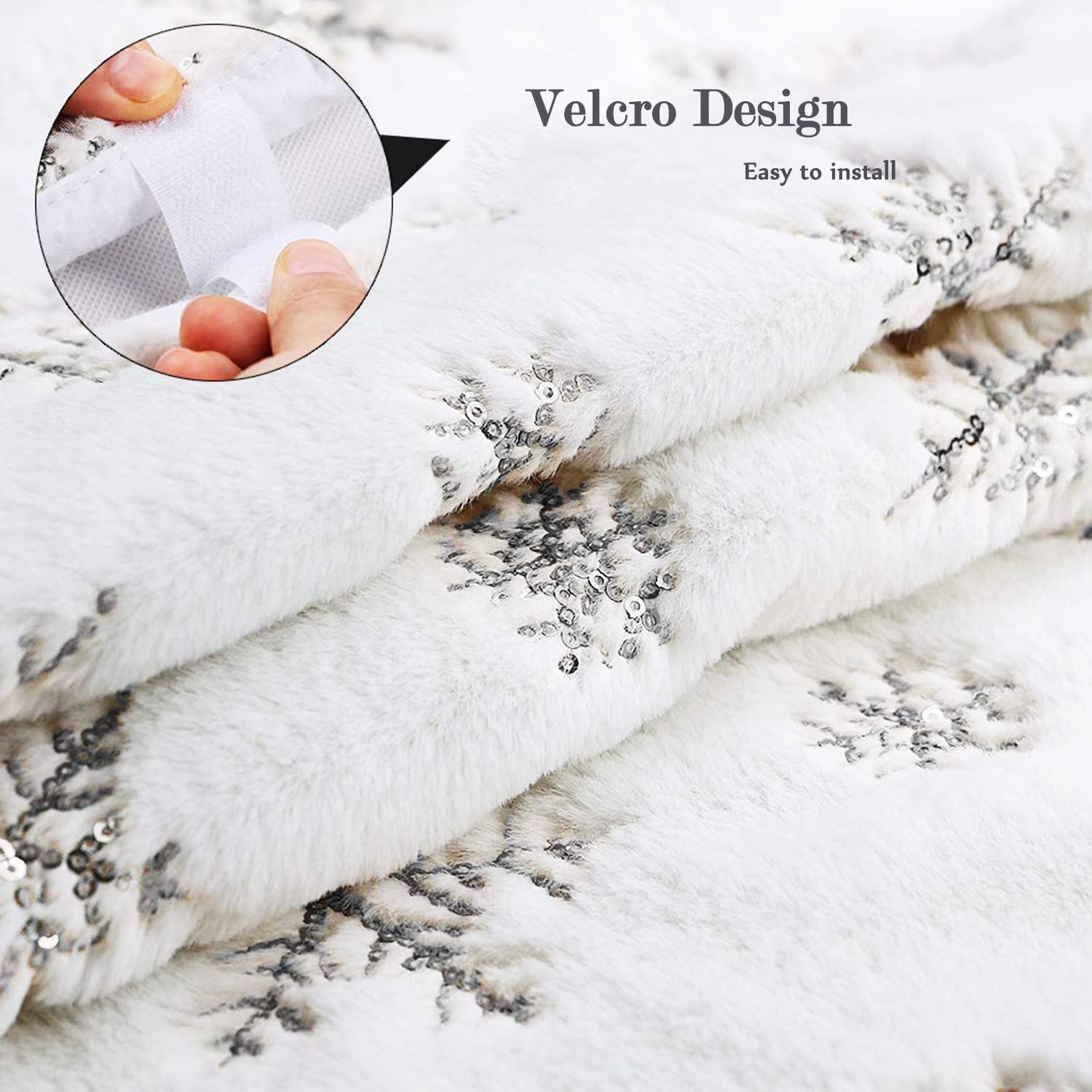 Gonna Per Albero Di Natale Bianca - 122cm, In Pelliccia Sintetica, Con Velcro - Foto 7