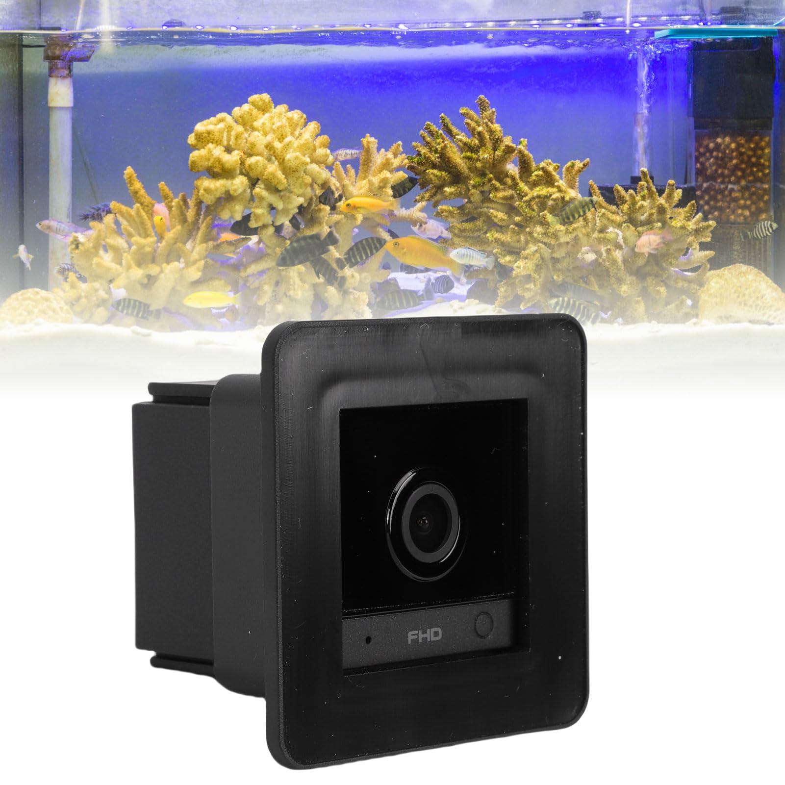Cuifati Telecamera per acquario e terrario da 2 MP 2K, antiriflesso, senza foratura, per finestre, con rilevamento umano, Wi-Fi, visione notturna e registrazione 24 ore su 24, 7 giorni su 7